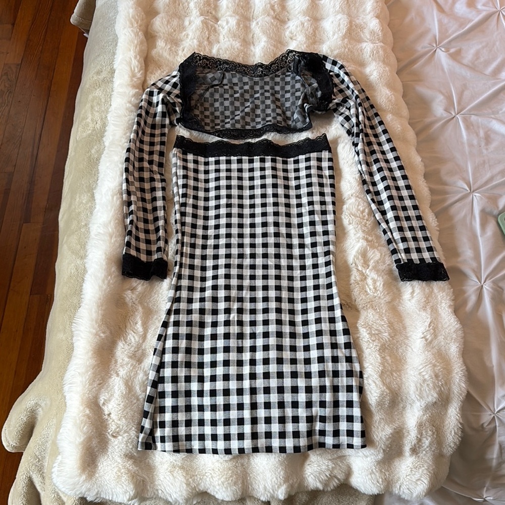 Leslie Amon Gisele Mini Dress with matching Gingham